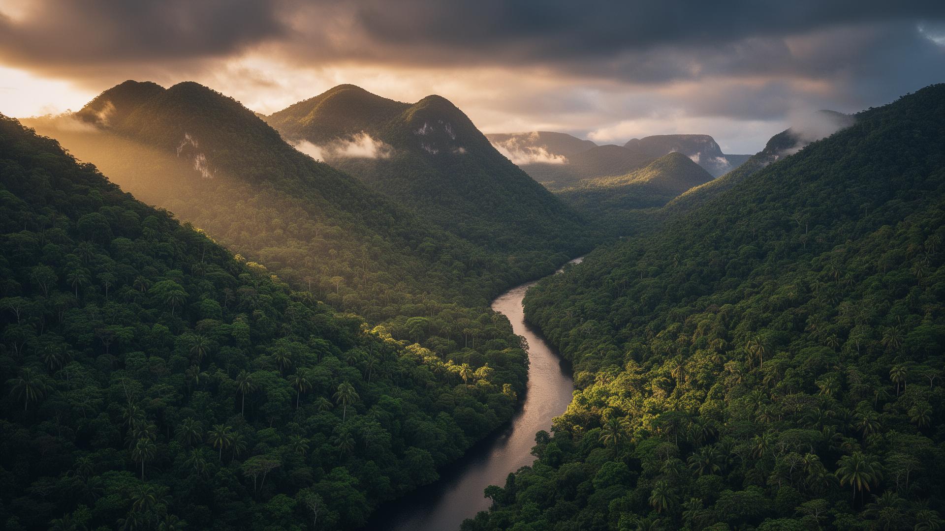 Jungle mountains and river in Jamao al Norte, Dominican Republic